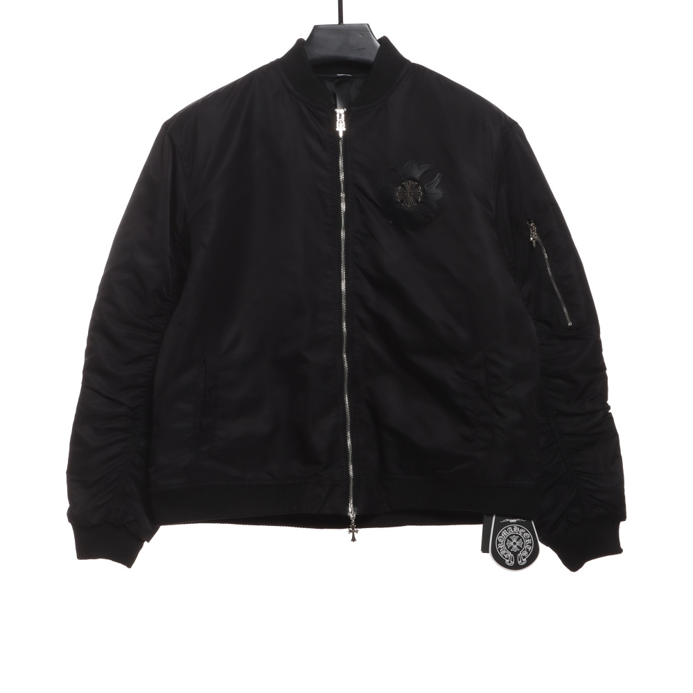 Chrome Hearts cross patch leather pilot jacket