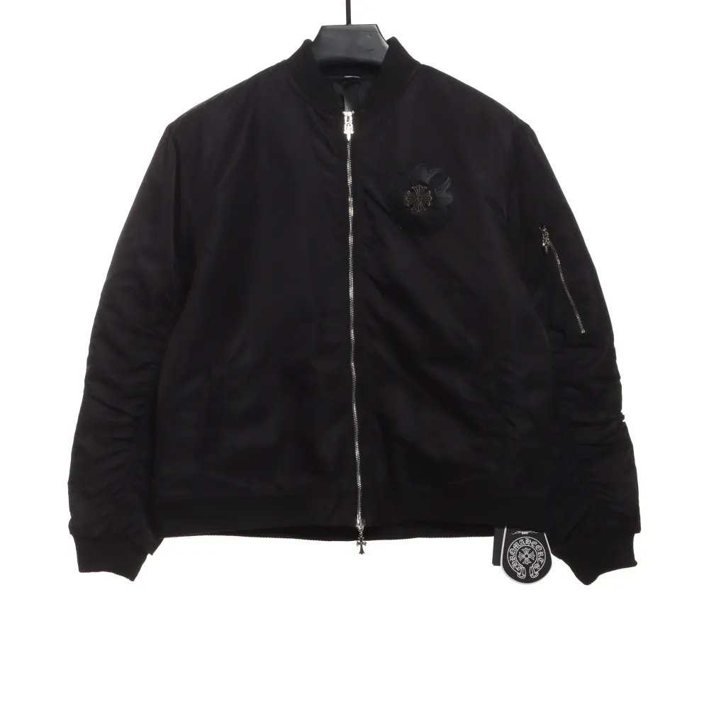  Chrome Hearts cross patch leather pilot jacket