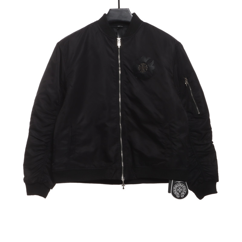 Chrome Hearts cross patch leather pilot jacket