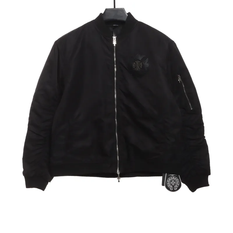  Chrome Hearts cross patch leather pilot jacket