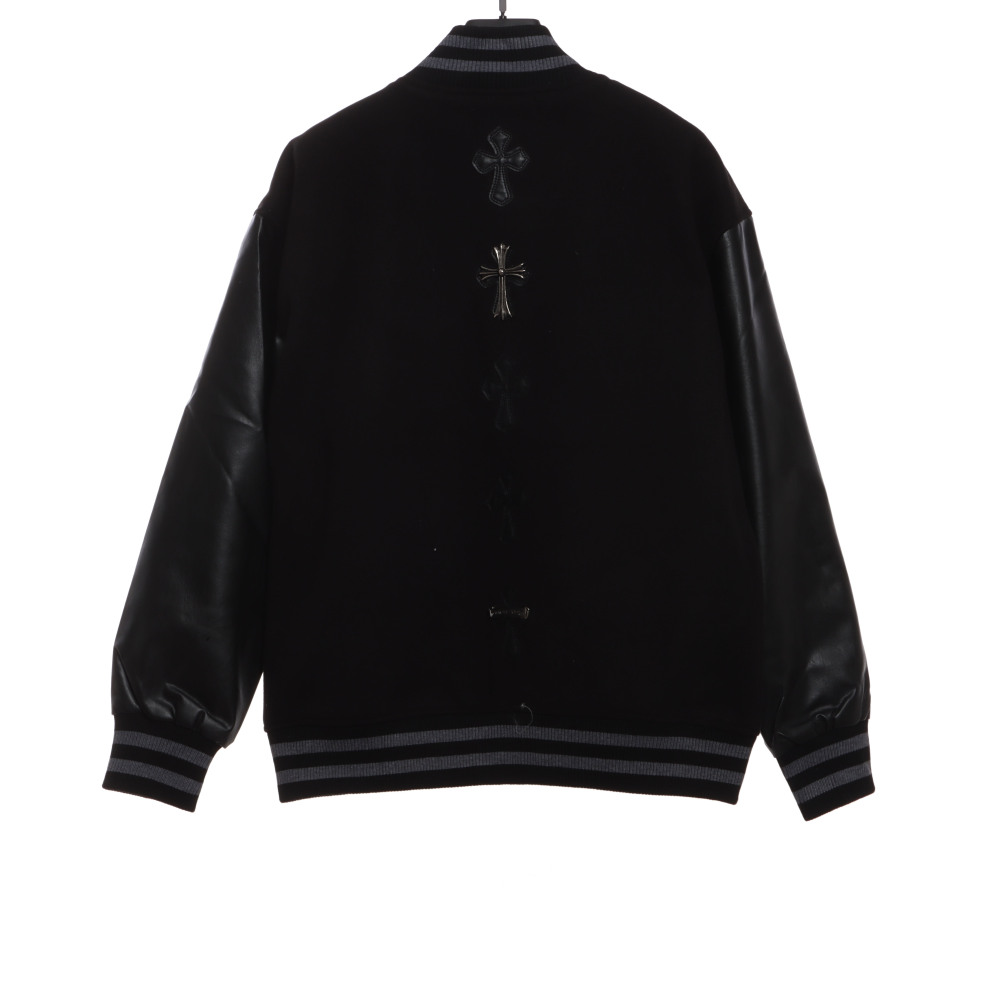 Chrome Hearts cross-patterned silver baseball jacket