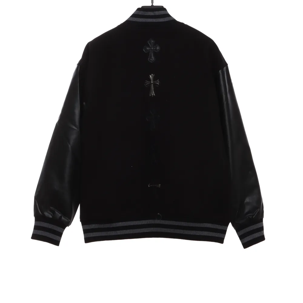  Chrome Hearts cross-patterned silver baseball jacket