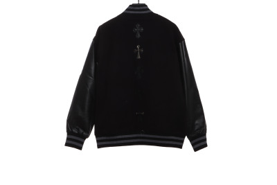 Chrome Hearts cross-patterned silver baseball jacket 02