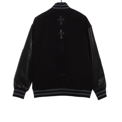 Chrome Hearts cross-patterned silver baseball jacket 02