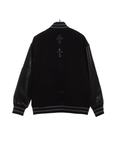 Chrome Hearts cross-patterned silver baseball jacket 02