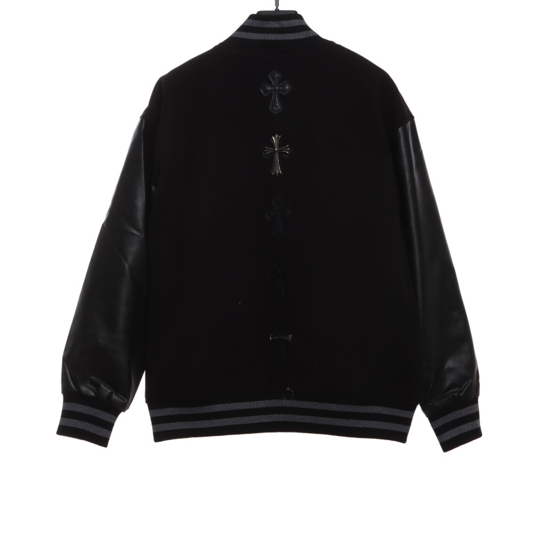 Chrome Hearts cross-patterned silver baseball jacket