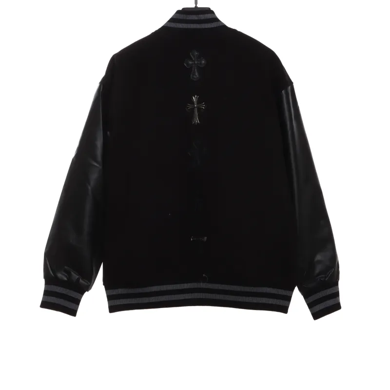  Chrome Hearts cross-patterned silver baseball jacket