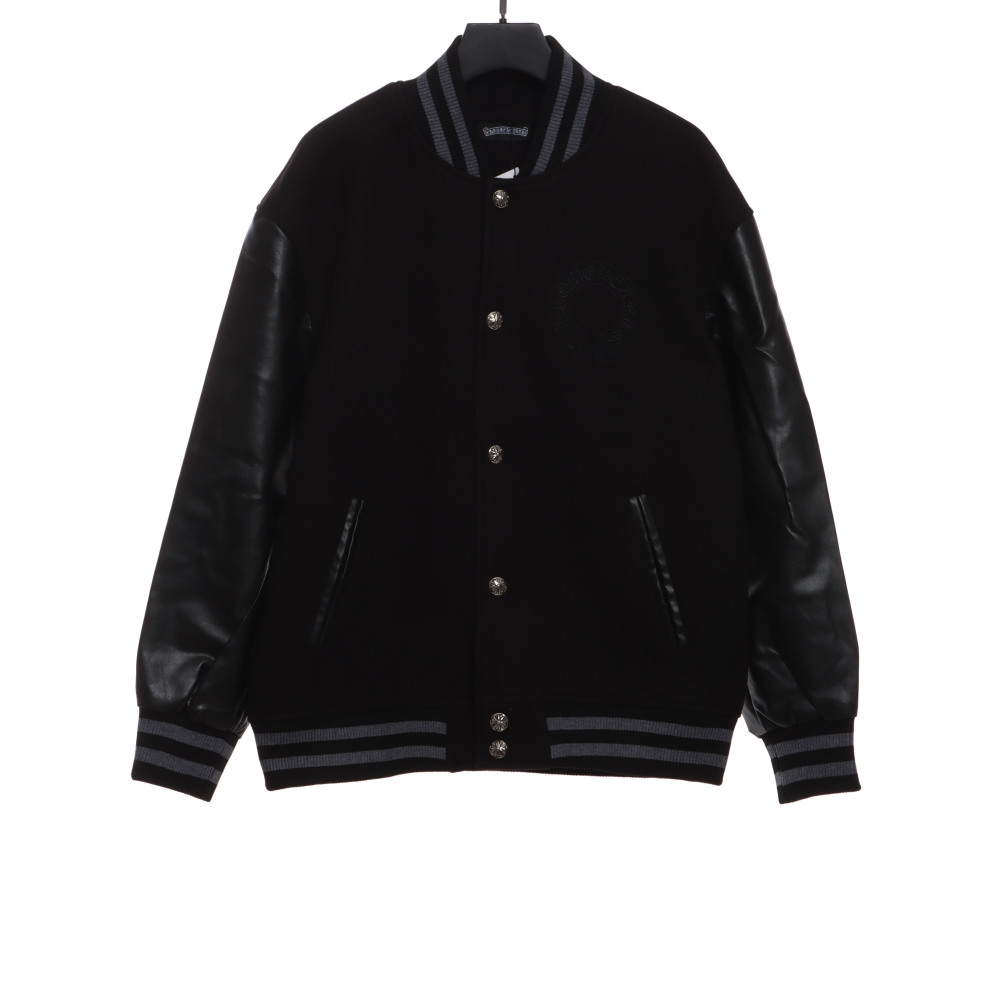 Chrome Hearts cross-patterned silver baseball jacket