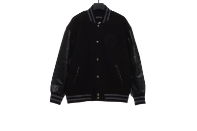 Chrome Hearts cross-patterned silver baseball jacket 01