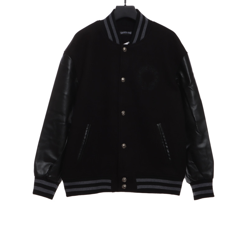Chrome Hearts cross-patterned silver baseball jacket