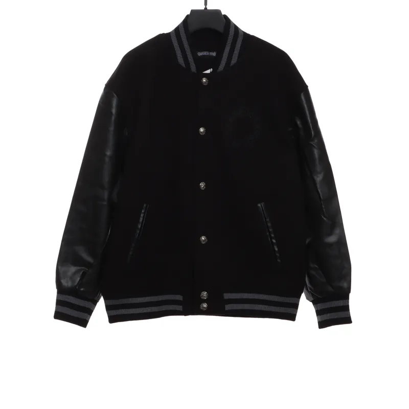  Chrome Hearts cross-patterned silver baseball jacket