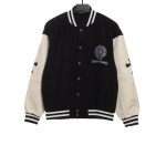Chrome Hearts patchwork leather horseshoe embroidered baseball jacket