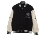  Chrome Hearts patchwork leather horseshoe embroidered baseball jacket
