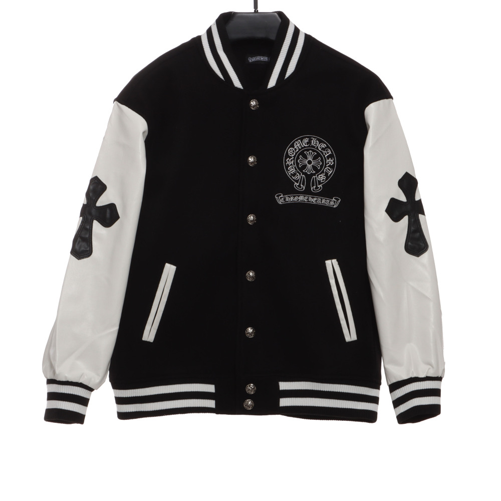 Chrome Hearts Sanskrit cross baseball jacket