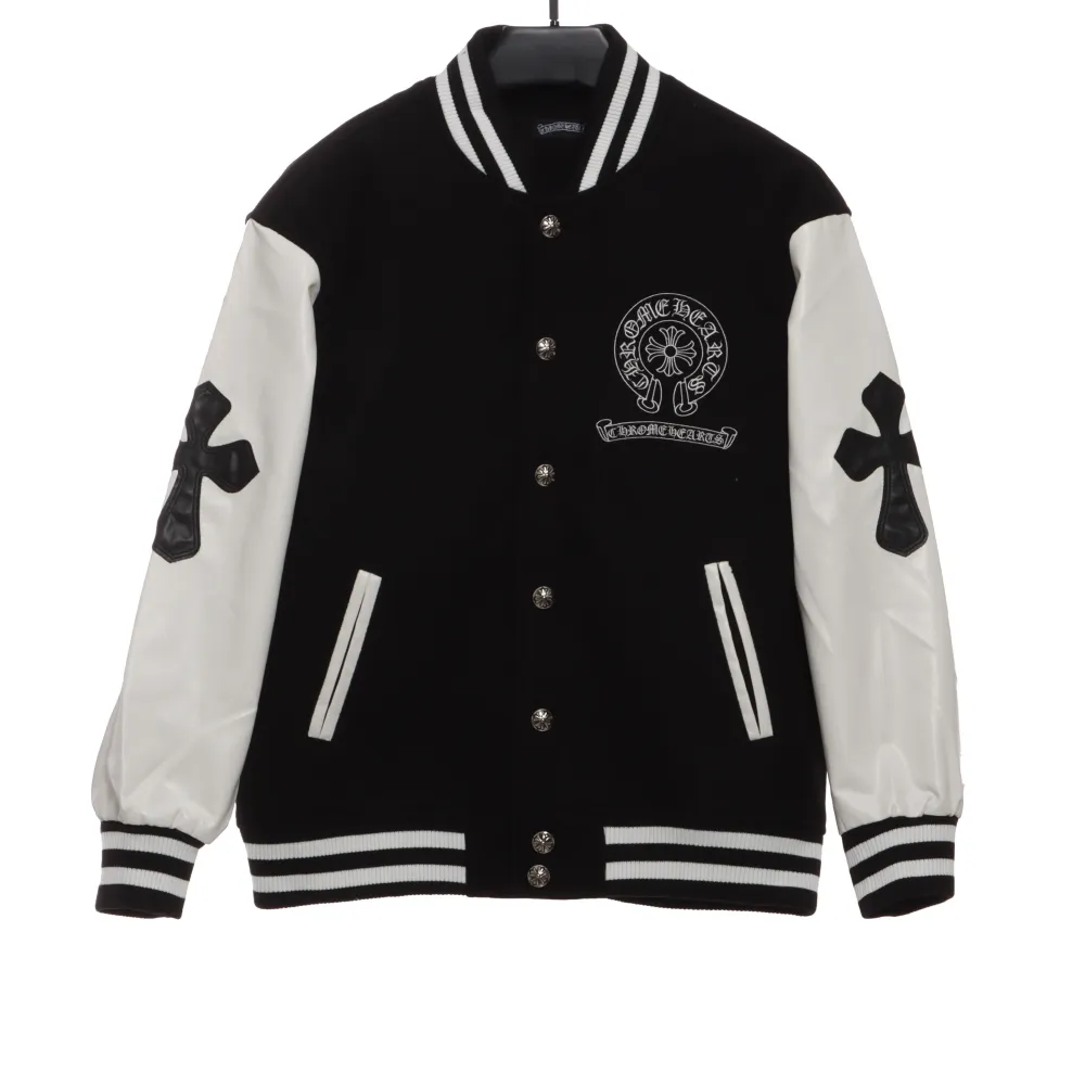 Chrome Hearts Sanskrit cross baseball jacket