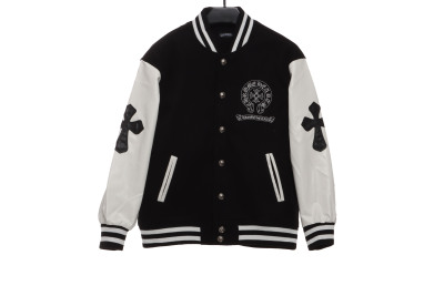 Chrome Hearts Sanskrit cross baseball jacket 01
