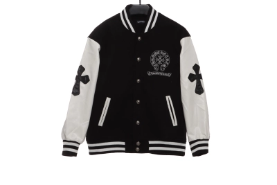 Chrome Hearts Sanskrit cross baseball jacket 01