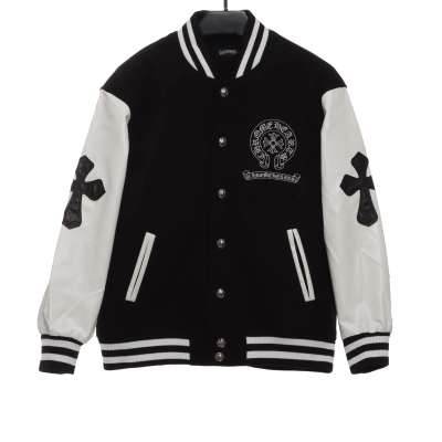 Chrome Hearts Sanskrit cross baseball jacket 01