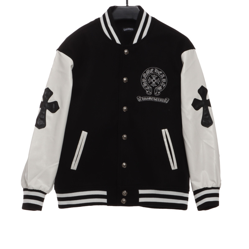 Chrome Hearts Sanskrit cross baseball jacket