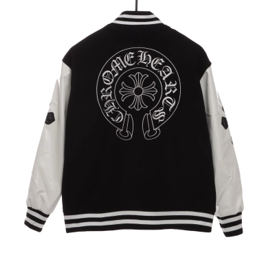 Chrome Hearts Sanskrit cross baseball jacket 02