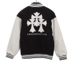 Chrome Hearts Sanskrit cross logo embroidered baseball jacket