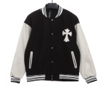 Chrome Hearts Sanskrit cross logo embroidered baseball jacket