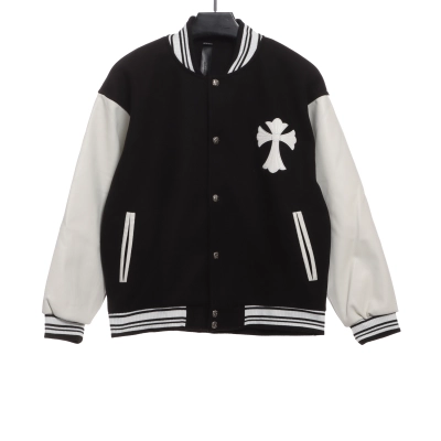 Chrome Hearts Sanskrit cross logo embroidered baseball jacket 01