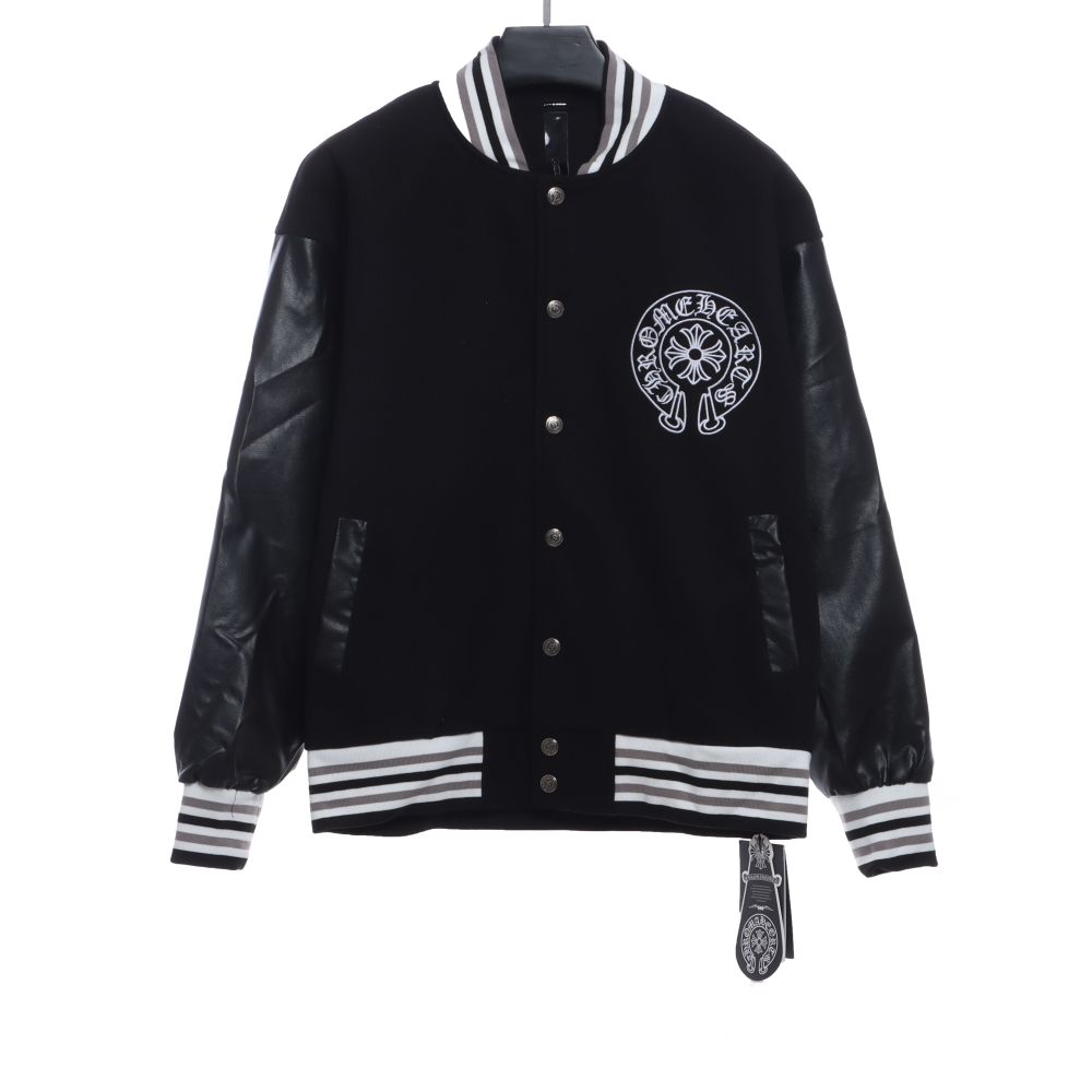 Chrome Hearts Sanskrit horseshoe embroidered baseball jacket