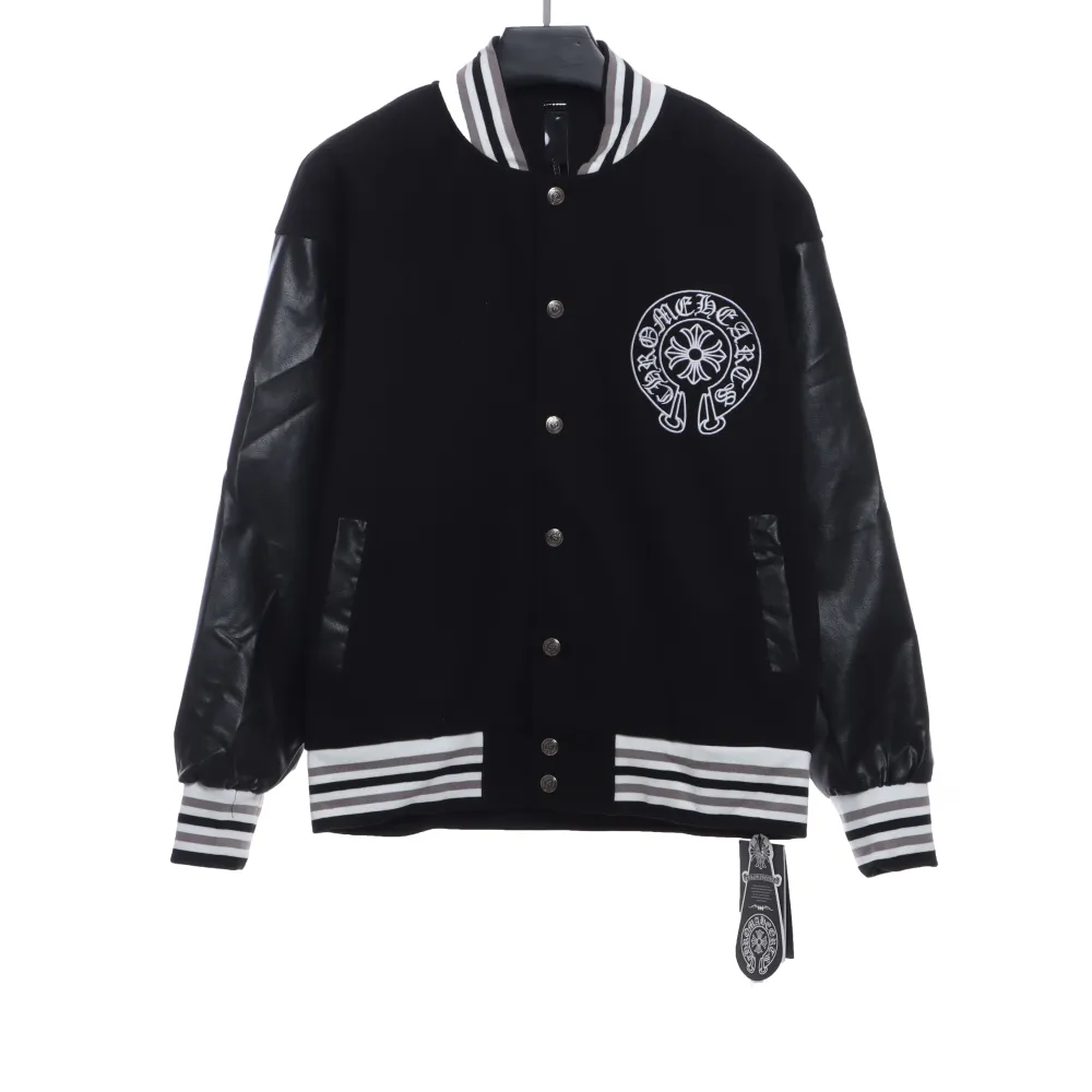  Chrome Hearts Sanskrit horseshoe embroidered baseball jacket