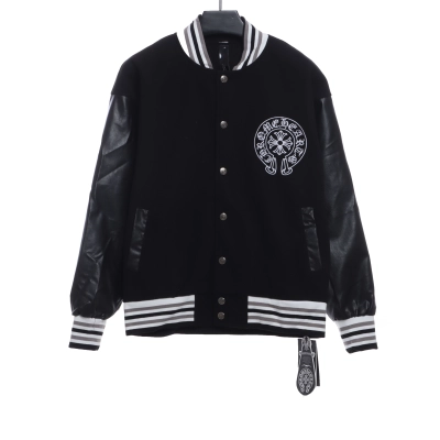  Chrome Hearts Sanskrit horseshoe embroidered baseball jacket 01