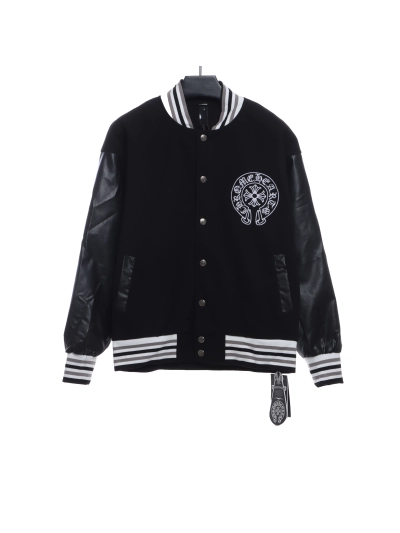 Chrome Hearts Sanskrit horseshoe embroidered baseball jacket 01