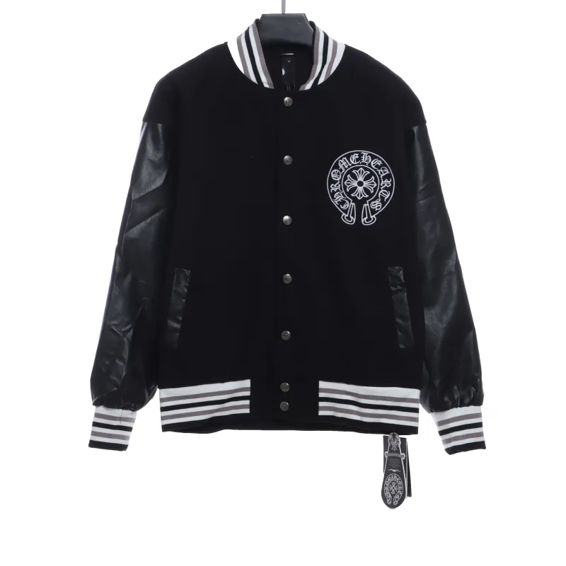  Chrome Hearts Sanskrit horseshoe embroidered baseball jacket