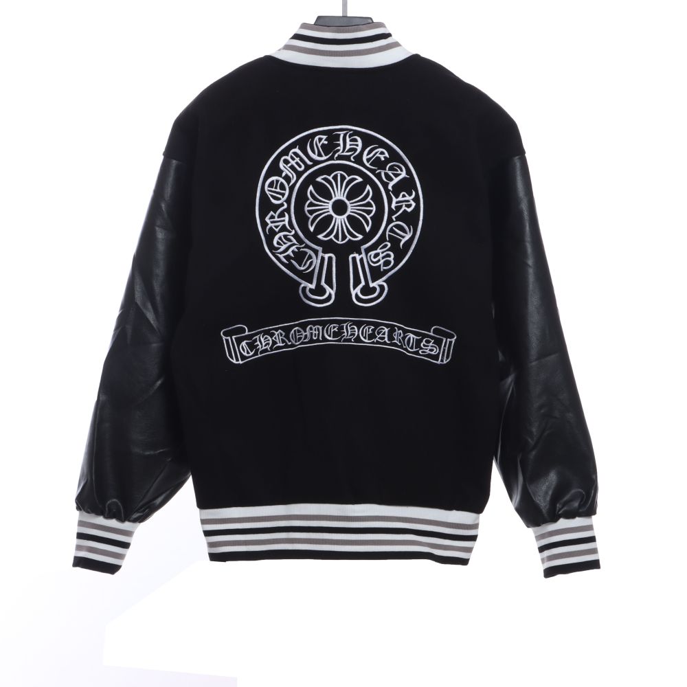 Chrome Hearts Sanskrit horseshoe embroidered baseball jacket