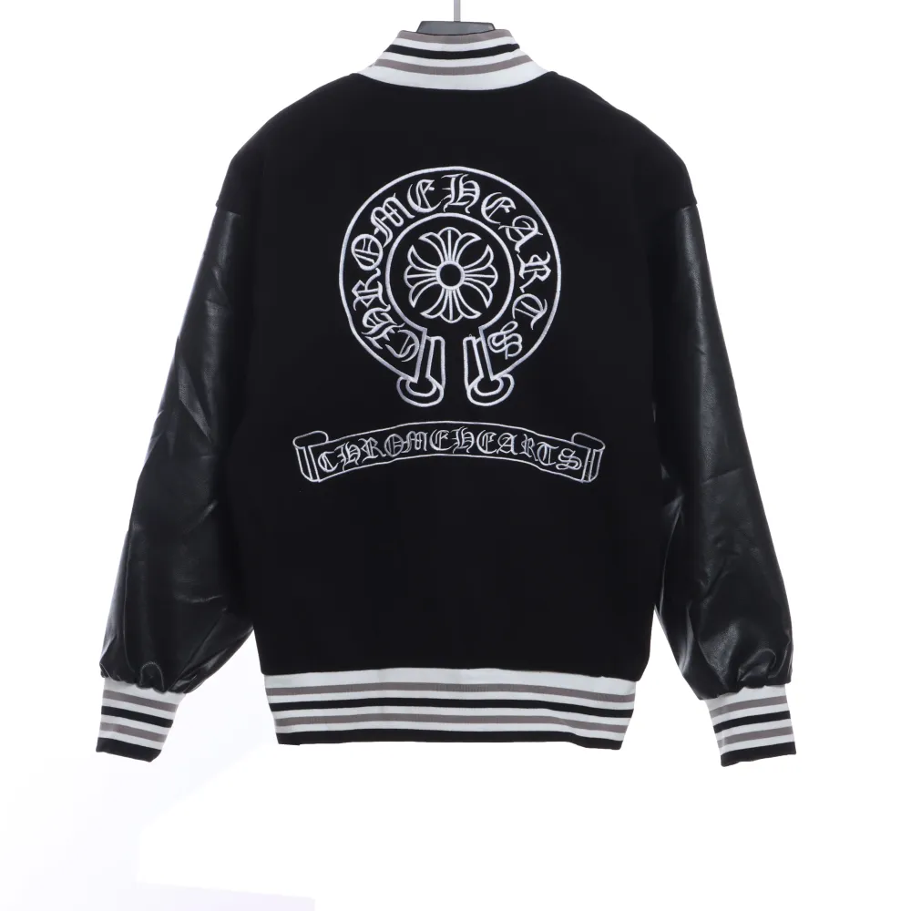  Chrome Hearts Sanskrit horseshoe embroidered baseball jacket