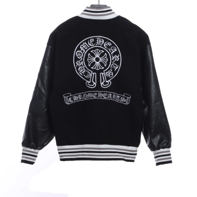  Chrome Hearts Sanskrit horseshoe embroidered baseball jacket 02