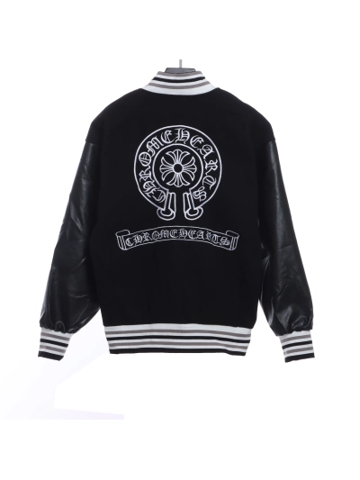 Chrome Hearts Sanskrit horseshoe embroidered baseball jacket 02