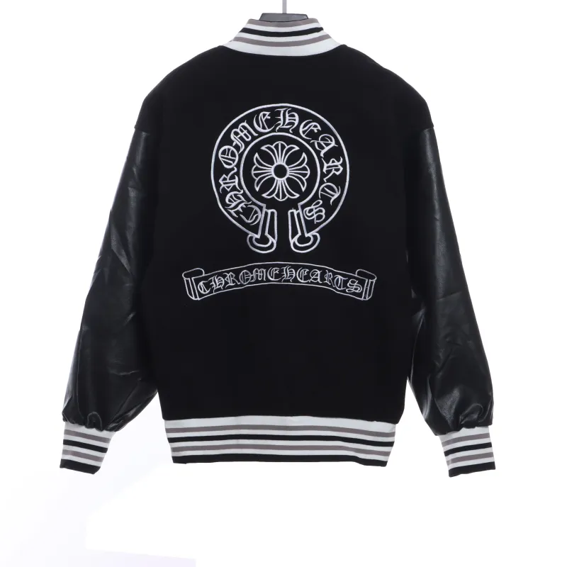  Chrome Hearts Sanskrit horseshoe embroidered baseball jacket