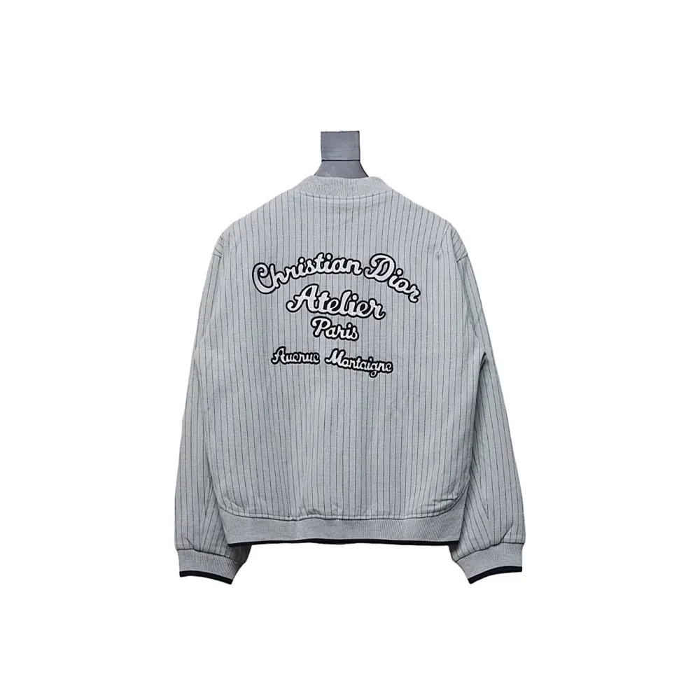 D*or cd atelier vertical stripe front and back embroidered baseball jacket