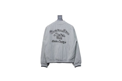 DIOR CD Atelier vertical stripe front and back embroidered baseball jacket 02