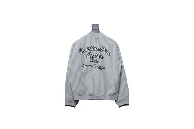 DIOR CD Atelier vertical stripe front and back embroidered baseball jacket 02