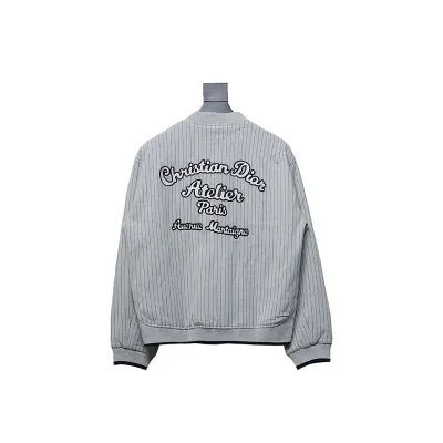 DIOR CD Atelier vertical stripe front and back embroidered baseball jacket 02