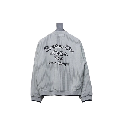 DIOR CD Atelier vertical stripe front and back embroidered baseball jacket 02