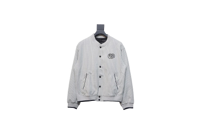 DIOR CD Atelier vertical stripe front and back embroidered baseball jacket 01
