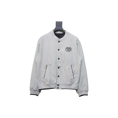 DIOR CD Atelier vertical stripe front and back embroidered baseball jacket 01