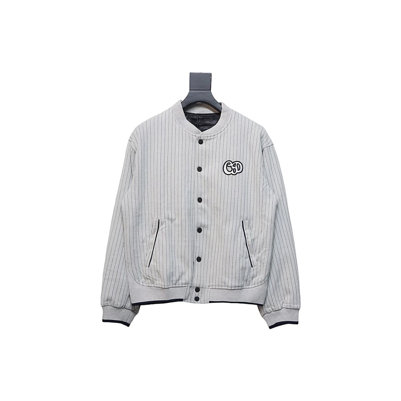  DIOR CD Atelier vertical stripe front and back embroidered baseball jacket