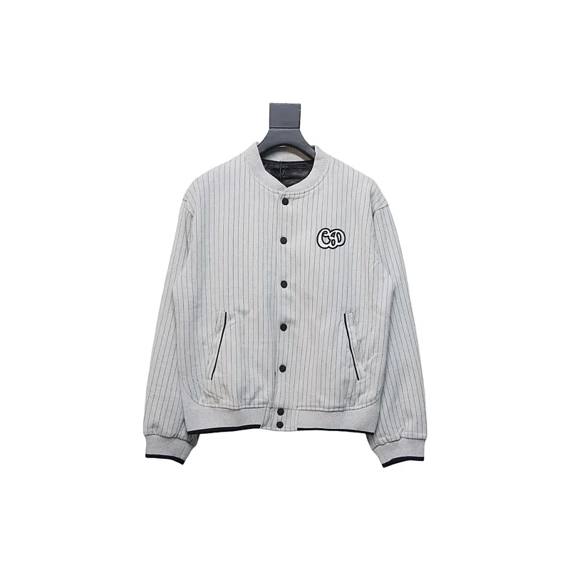  DIOR CD Atelier vertical stripe front and back embroidered baseball jacket