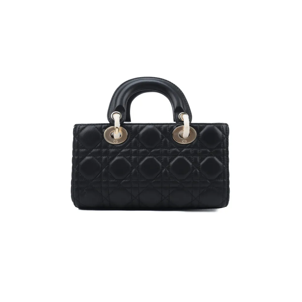 D*or lady d-joy light gold finish pendant rattan pattern lambskin lady diana bag