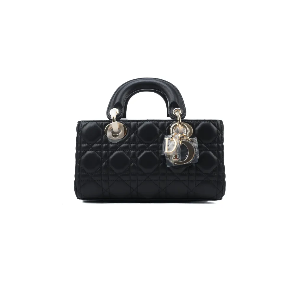 D*or lady d-joy light gold finish pendant rattan pattern lambskin lady diana bag