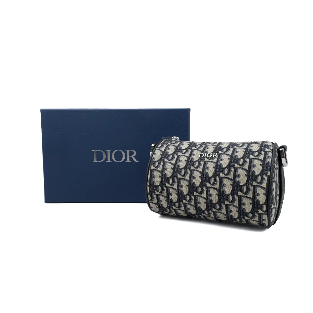 D*or oblique printed monogram embroidered cylindrical bag
