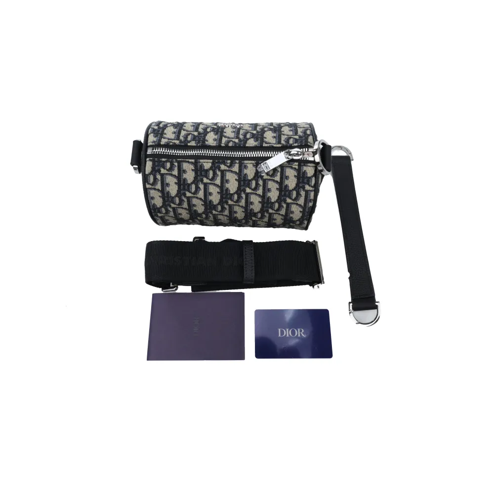 D*or oblique printed monogram embroidered cylindrical bag